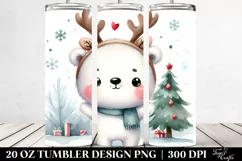 Expressive Polar Bear with Reindeer Horns PNG Product Image 2