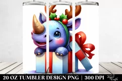 Extremely Expressive Rhino with Reindeer Horns PNG Product Image 2