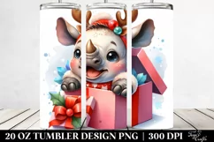 Extremely Expressive Rhino with Reindeer Horns PNG Product Image 2