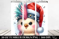 Cute Watercolor Chicken with Santa Hat 20 Oz Tumbler Product Image 2