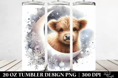 Cute Highland Cow with Moon 20 Oz Tumbler Product Image 2