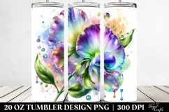 20 Oz Tumbler Sublimation | Watercolor Tulip Diamond Product Image 2