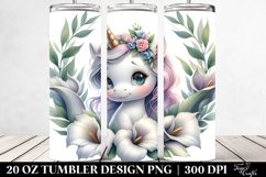 Cute Baby Unicorn Calla Lily Frame | 20 oz Tumbler Product Image 2
