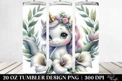 Cute Baby Unicorn Calla Lily Frame | 20 oz Tumbler Product Image 2