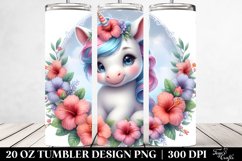 Cute Baby Unicorn Hibiscus Frame | 20 oz Tumbler Product Image 2