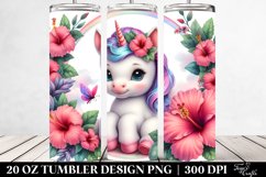 Cute Baby Unicorn Hibiscus Frame | 20 oz Tumbler Product Image 2