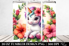 Cute Baby Unicorn Hibiscus Frame | 20 oz Tumbler Product Image 2