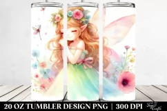 Colorful Fairy White Background Watercolor | 20 Oz Tumbler Product Image 2