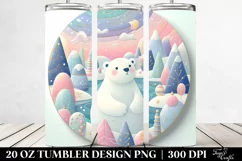 3D Pastel Polar Bear Winter Scene 20 Oz Tumbler Product Image 2