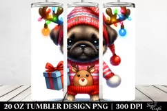 Expressive Baby Pug with Christmas Lights PNG Product Image 2