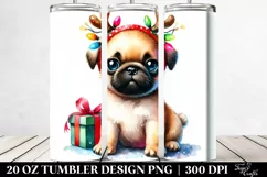 Expressive Baby Pug with Christmas Lights PNG Product Image 2