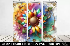 20 Oz Tumbler Sublimation | Sunflower Marble Background Product Image 2