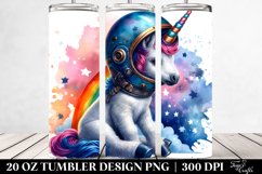 Space Helmet Watercolor Baby Unicorn. 20 Oz Tumbler Design Product Image 2
