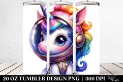 Space Helmet Watercolor Baby Unicorn. 20 Oz Tumbler Design Product Image 2
