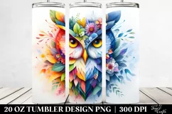 Vibrant Owl Flowers Abstract Frame Watercolor. 20 Oz Product Image 2