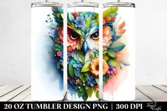Vibrant Owl Flowers Abstract Frame Watercolor. 20 Oz Product Image 2