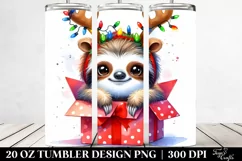Expressive Baby Sloth with Christmas Lights PNG Product Image 2