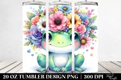 Colorful Frog with Flower Crown | 20 oz Tumbler Product Image 2