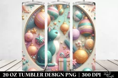 3D Pastel Cat Christmas Scene 20 Oz Tumbler Product Image 2