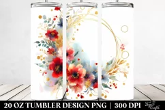 Colorful Floral Frame with Red Flowers | 20 oz Tumbler Product Image 2