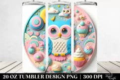 3D Pastel Owl Scene 20 Oz Tumbler Product Image 2