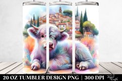Colorful Baby Highland Cow with Provencal Town. 20 Oz Product Image 2