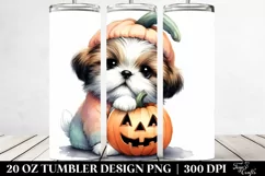 Colorful Shih Tzu Holding a Jack-O Lantern, Transparent PNG Product Image 2