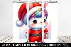 Expressive Baby Bunny with Santa Hat PNG Product Image 2