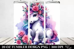 Cute Unicorn with Floral Wreath Clipart, High-Res 20 Oz Product Image 2