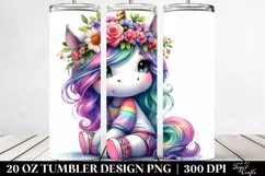 Cute Unicorn with Floral Wreath Clipart, High-Res 20 Oz Product Image 2