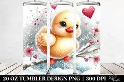 Washed Watercolor Duck with Hearts 20 Oz Tumbler Product Image 2