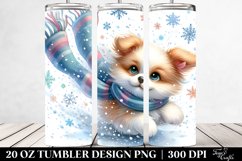 Whimsical Dog Tumbling in Snow, Transparent 20 Oz Tumbler Product Image 2