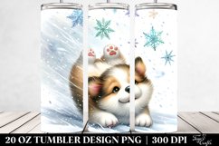 Whimsical Dog Tumbling in Snow, Transparent 20 Oz Tumbler Product Image 2
