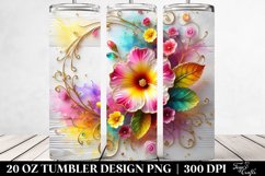 20 Oz Tumbler Sublimation | Colorful Primrose White Wooden Product Image 2