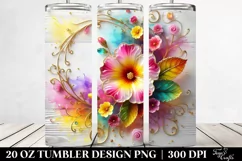 20 Oz Tumbler Sublimation | Colorful Primrose White Wooden Product Image 2