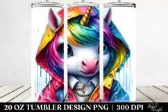 Expressive Baby Unicorn with Raincoat, Transparent PNG Product Image 2