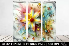 20 Oz Tumbler Sublimation | Colorful Daffodil Marble Product Image 2