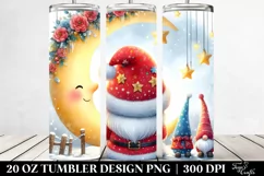 Vibrant Santa with Gnomes on Moon | 20 oz Tumbler Product Image 2