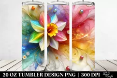 20 Oz Tumbler Sublimation | Colorful Daffodil Marble Product Image 2