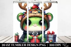 Expressive Baby Frog with Christmas Lights, Transparent PNG Product Image 2