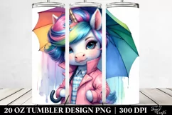 Expressive Baby Unicorn with Raincoat, Transparent PNG Product Image 2