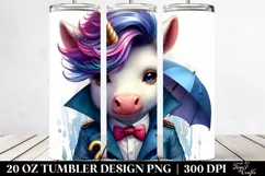 Expressive Baby Unicorn with Raincoat, Transparent PNG Product Image 2