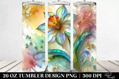 20 Oz Tumbler Sublimation | Colorful Daffodil Marble Product Image 2