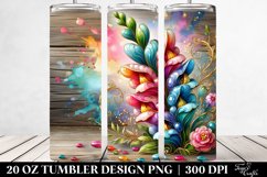 20 Oz Tumbler Sublimation | Colorful Snapdragon Wooden Art Product Image 2