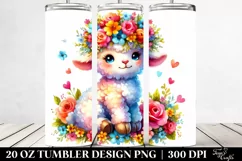 Cute Lamb with Flower Crown 20 Oz Tumbler Product Image 2