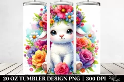 Cartoon Lamb with Flower Clipart, High-Res 20 Oz Tumbler Product Image 2