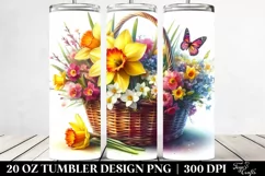 20 Oz Tumbler Sublimation | Vibrant Daffodil Basket Product Image 2