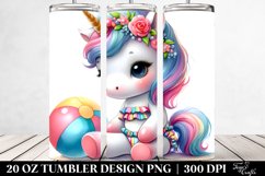20 Oz Tumbler Sublimation | Watercolor Baby Unicorn Product Image 2