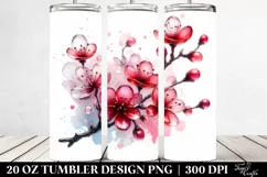 20 Oz Tumbler Sublimation | Glossy Cherry Blossom Art Product Image 2