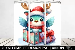 Expressive Hummingbird with Reindeer Horns PNG Product Image 2
